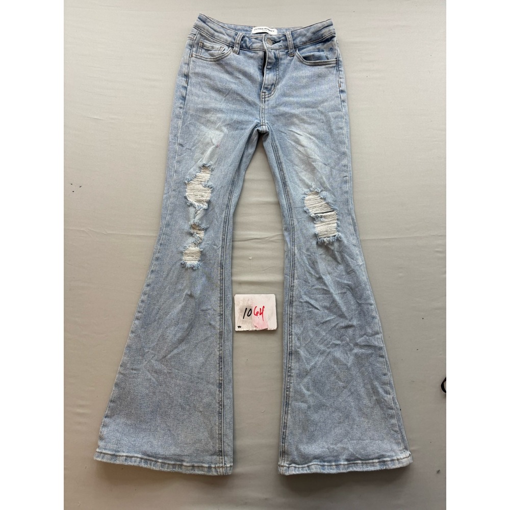 Flying Monkey Youth Girls Distressed Flare Jeans Light Wash Size 12 Bell Bottom